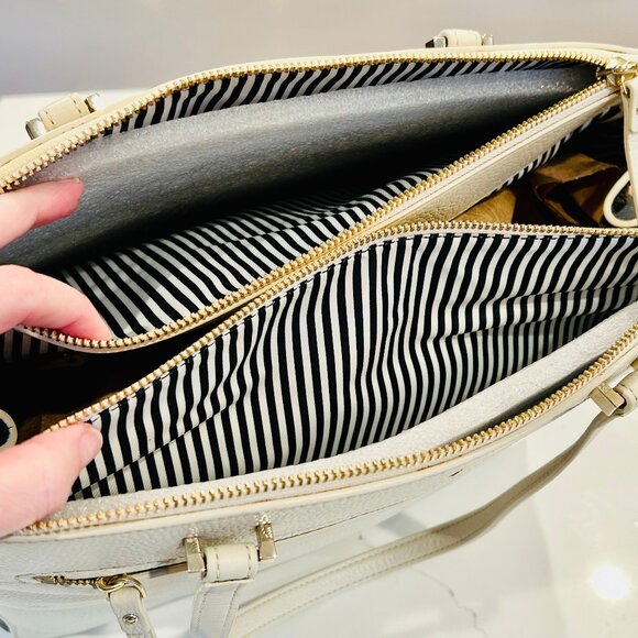 Kate Spade Matthews Drive Pebbled Leather Holland Satchel - Black and Ivory - Picture 11 of 16